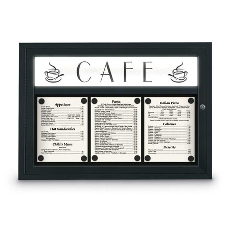 United Visual Products Sliding Door Indoor Enclosed Corkboard, 7 UV9003ACS-WHITE-RUBBER